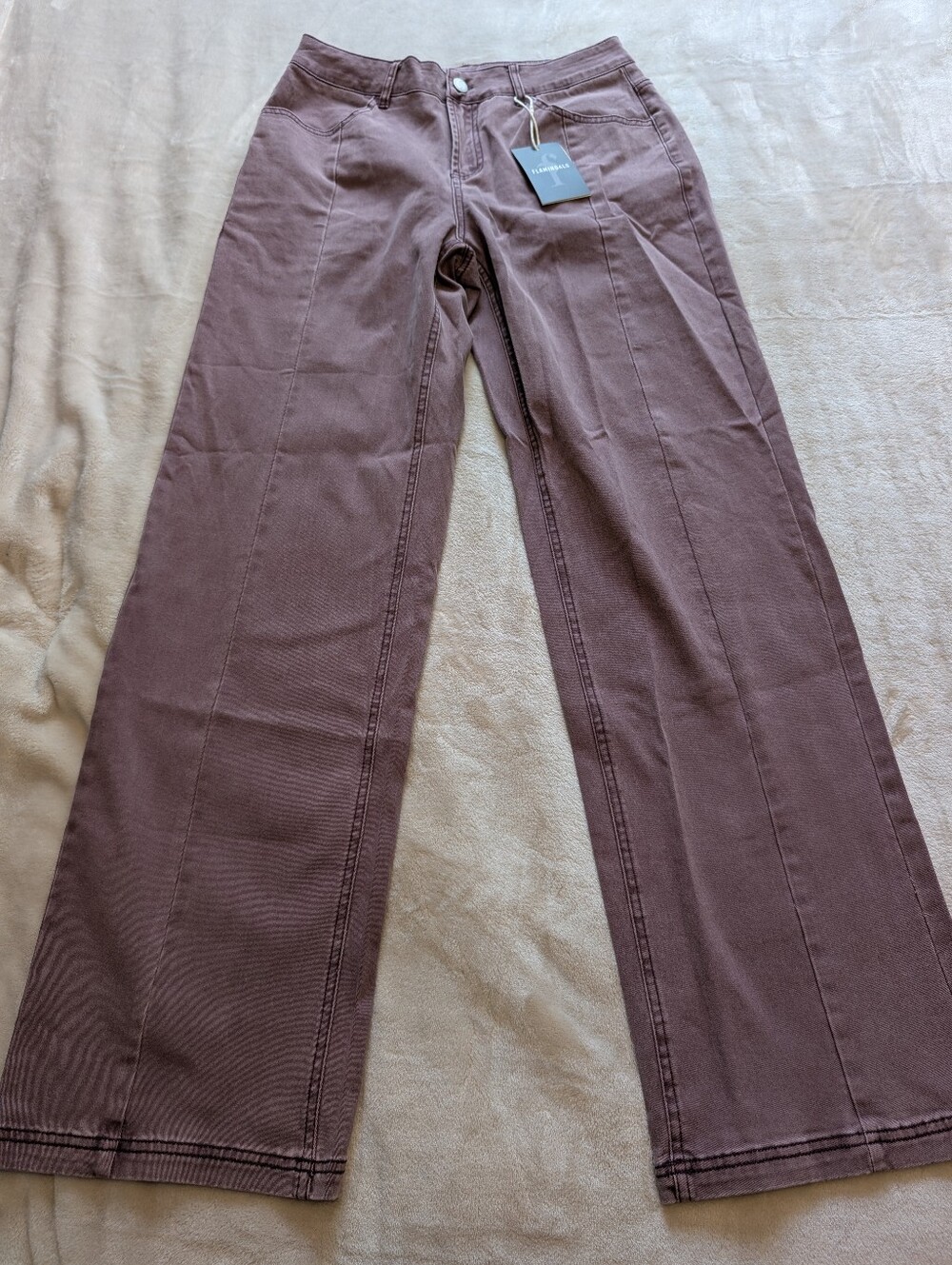 Flamingals Mid Rise Straight Leg Pants in Mauve NWT Women's Small - Picture 2 of 7